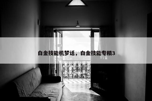白金技能机梦话，白金技能专精3