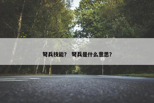 弩兵技能？ 弩兵是什么意思？