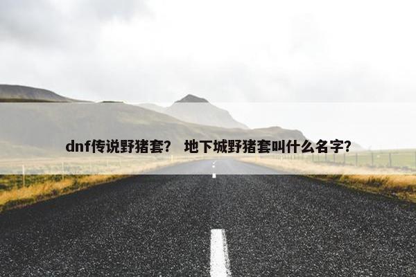 dnf传说野猪套？ 地下城野猪套叫什么名字？