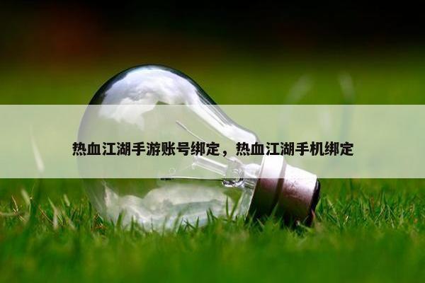 热血江湖手游账号绑定，热血江湖手机绑定