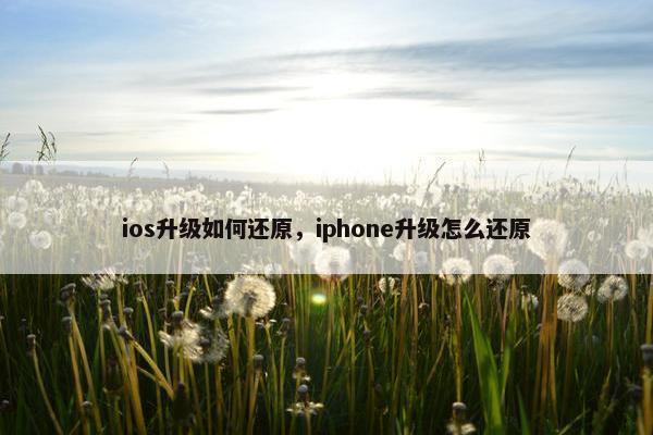 ios升级如何还原，iphone升级怎么还原
