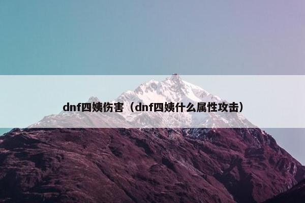 dnf四姨伤害（dnf四姨什么属性攻击）