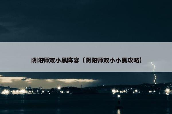 阴阳师双小黑阵容（阴阳师双小小黑攻略）