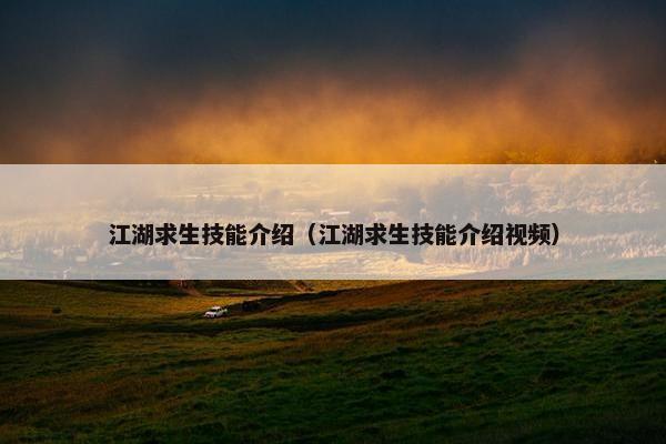江湖求生技能介绍（江湖求生技能介绍视频）