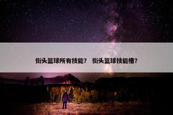 街头篮球所有技能？ 街头篮球技能槽？