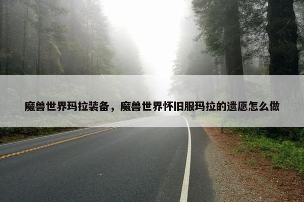 魔兽世界玛拉装备，魔兽世界怀旧服玛拉的遗愿怎么做