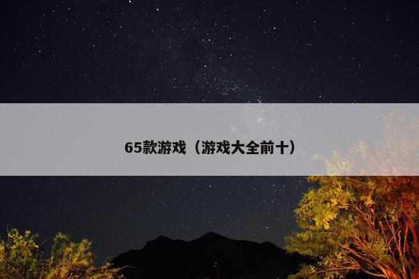 65款游戏（游戏大全前十）
