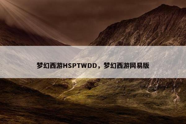 梦幻西游HSPTWDD，梦幻西游网易版
