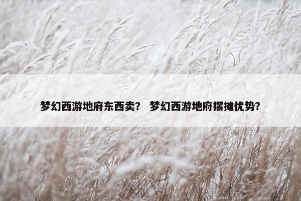 梦幻西游地府东西卖？ 梦幻西游地府摆摊优势？