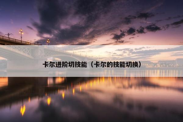 卡尔进阶切技能（卡尔的技能切换）