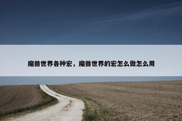 魔兽世界各种宏，魔兽世界的宏怎么做怎么用