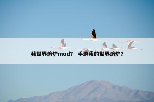 我世界熔炉mod？ 手游我的世界熔炉？