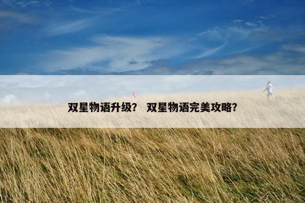 双星物语升级？ 双星物语完美攻略？