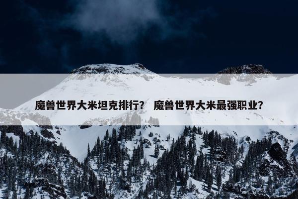 魔兽世界大米坦克排行？ 魔兽世界大米最强职业？