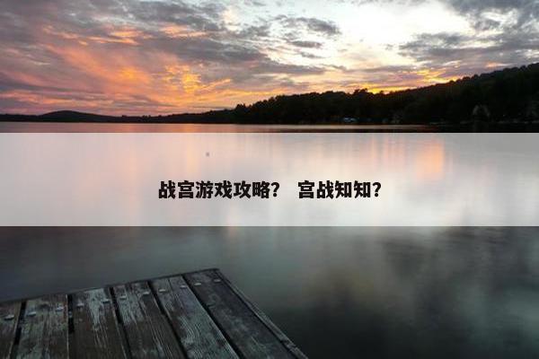 战宫游戏攻略？ 宫战知知？