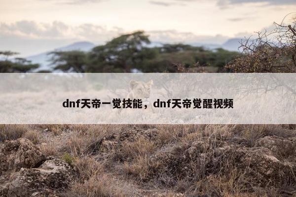 dnf天帝一觉技能，dnf天帝觉醒视频