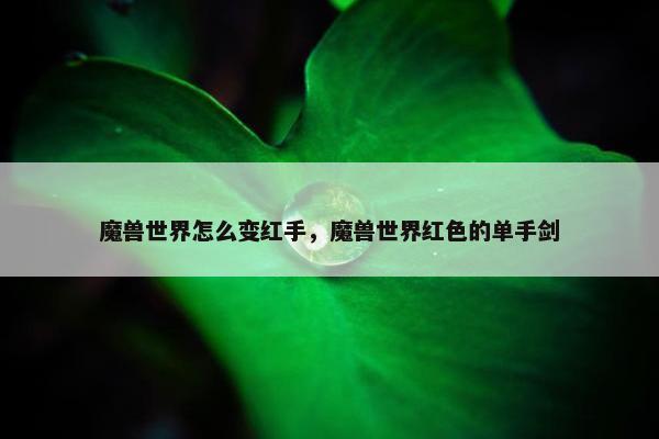 魔兽世界怎么变红手，魔兽世界红色的单手剑