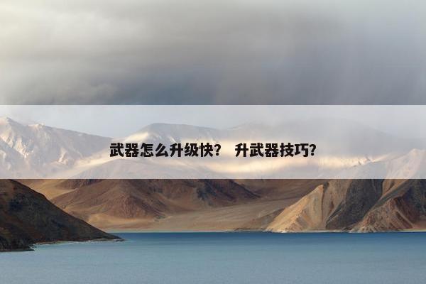 武器怎么升级快？ 升武器技巧？