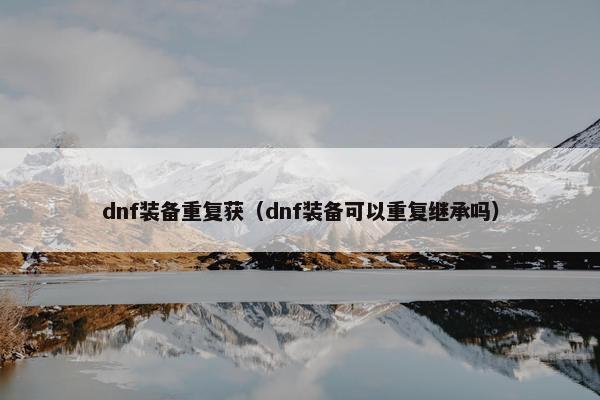 dnf装备重复获（dnf装备可以重复继承吗）