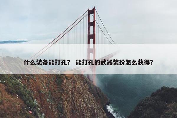 什么装备能打孔？ 能打孔的武器装扮怎么获得？