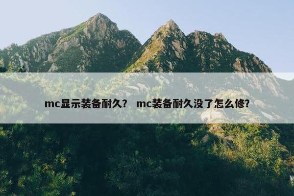 mc显示装备耐久？ mc装备耐久没了怎么修？