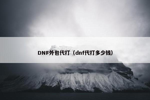 DNF外包代打（dnf代打多少钱）