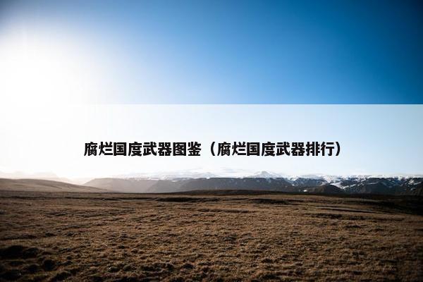 腐烂国度武器图鉴（腐烂国度武器排行）