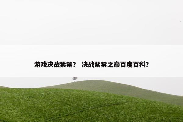 游戏决战紫禁？ 决战紫禁之巅百度百科？