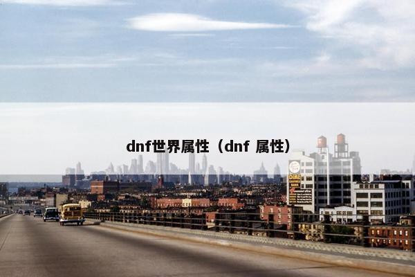 dnf世界属性（dnf 属性）