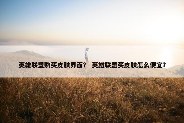英雄联盟购买皮肤界面？ 英雄联盟买皮肤怎么便宜？