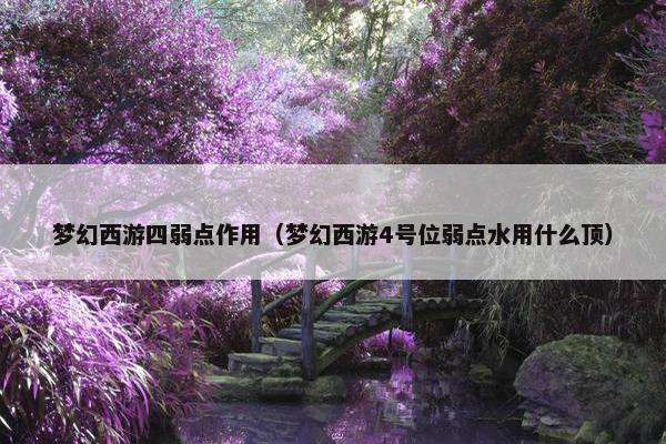 梦幻西游四弱点作用（梦幻西游4号位弱点水用什么顶）