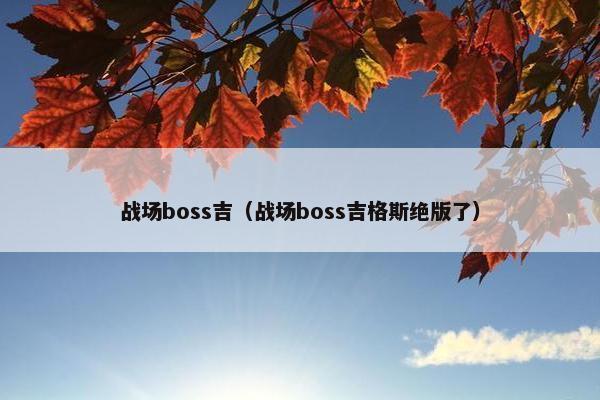 战场boss吉（战场boss吉格斯绝版了）