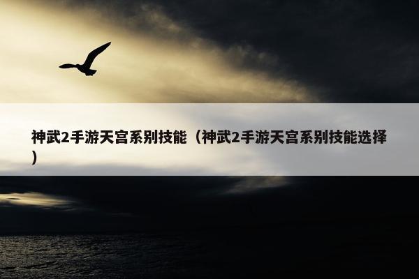 神武2手游天宫系别技能（神武2手游天宫系别技能选择）