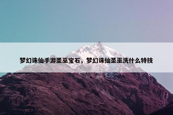 梦幻诛仙手游圣巫宝石，梦幻诛仙圣巫洗什么特技