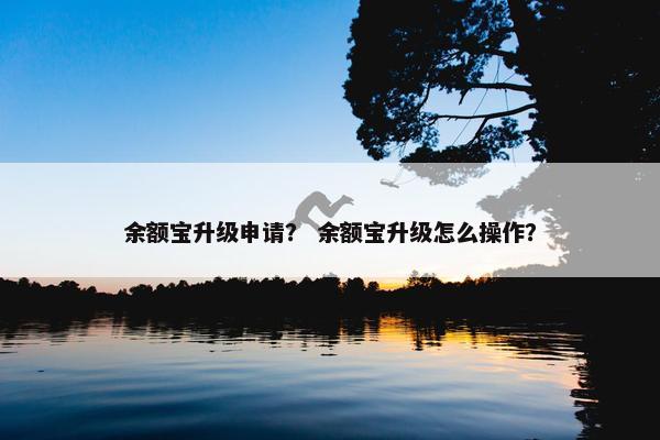 余额宝升级申请？ 余额宝升级怎么操作？