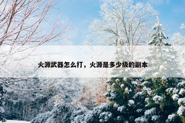 火源武器怎么打，火源是多少级的副本