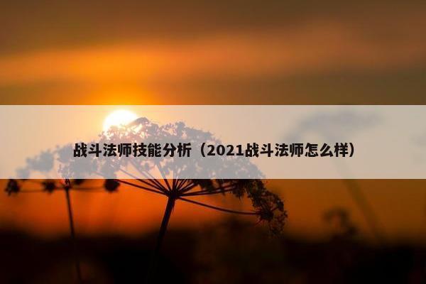 战斗法师技能分析（2021战斗法师怎么样）