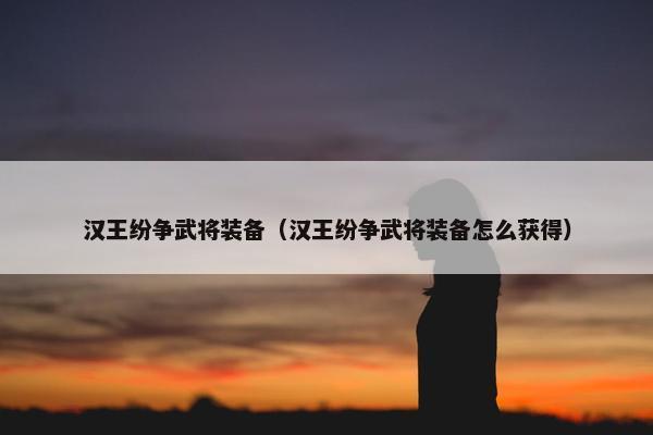 汉王纷争武将装备（汉王纷争武将装备怎么获得）
