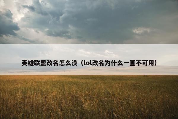 英雄联盟改名怎么没（lol改名为什么一直不可用）