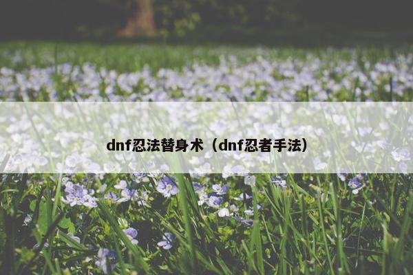 dnf忍法替身术（dnf忍者手法）