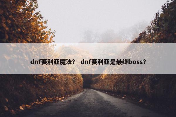 dnf赛利亚魔法？ dnf赛利亚是最终boss？