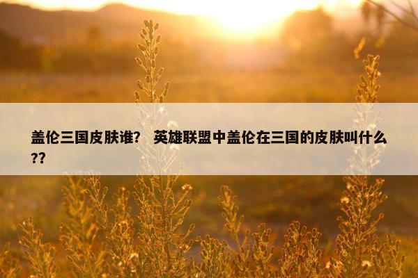 盖伦三国皮肤谁？ 英雄联盟中盖伦在三国的皮肤叫什么?？