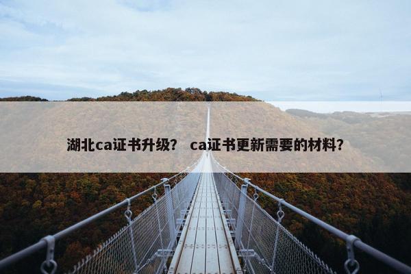 湖北ca证书升级？ ca证书更新需要的材料？