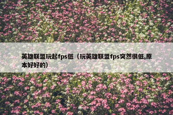 英雄联盟玩起fps低（玩英雄联盟fps突然很低,原本好好的）