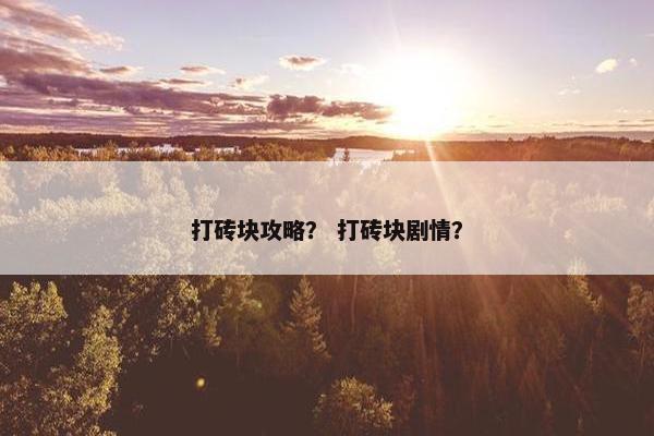 打砖块攻略？ 打砖块剧情？