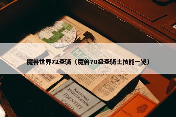 魔兽世界72圣骑（魔兽70级圣骑士技能一览）