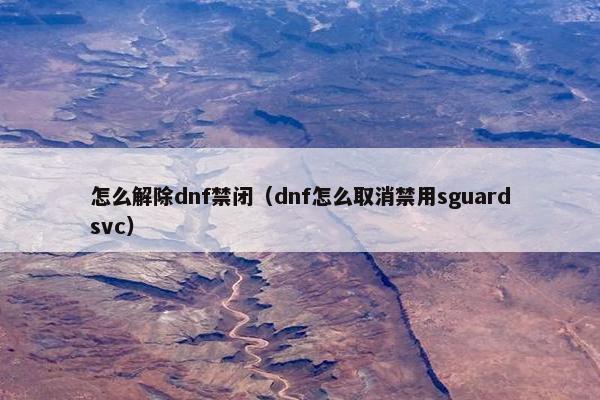 怎么解除dnf禁闭（dnf怎么取消禁用sguardsvc）