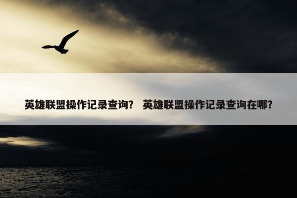 英雄联盟操作记录查询？ 英雄联盟操作记录查询在哪？