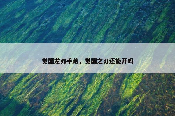 觉醒龙刃手游，觉醒之刃还能开吗