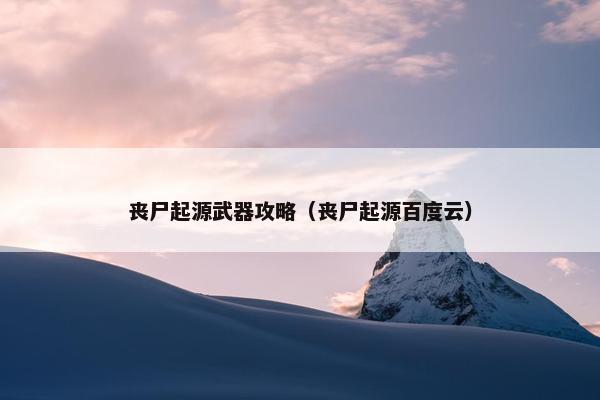 丧尸起源武器攻略（丧尸起源百度云）